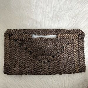 Straw Woven Brown Clutch Bag